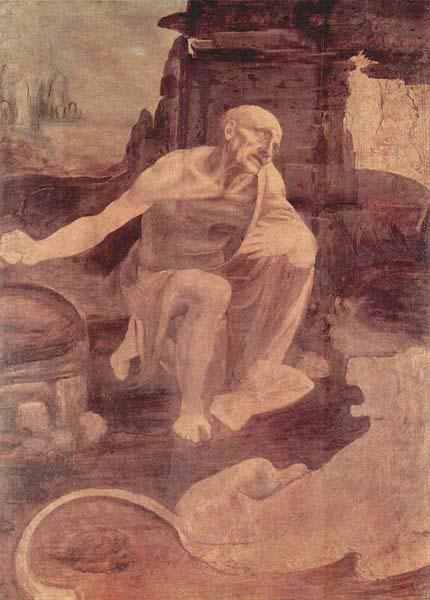 LEONARDO da Vinci Unfinished painting of St. Jerome in the Wilderness